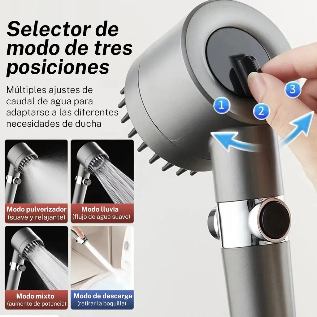 Cabezal de ducha 4 en 1 alta presión con filtro